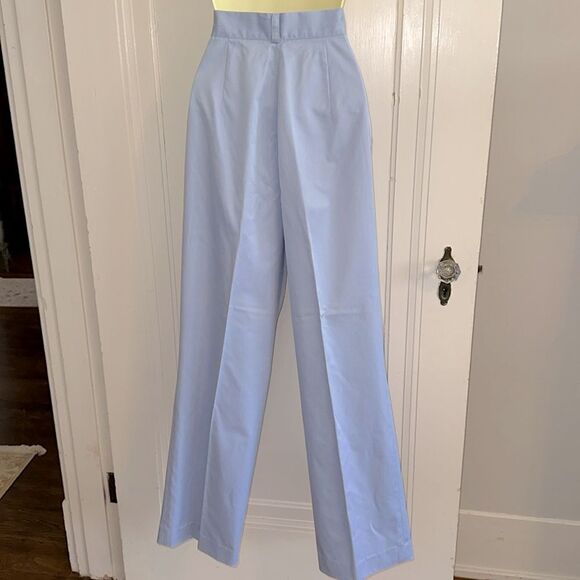 Vintage 70s/80s Louis Ferrara Light Blue High Waisted Cotton/Polyester Pants - Picture 5 of 7
